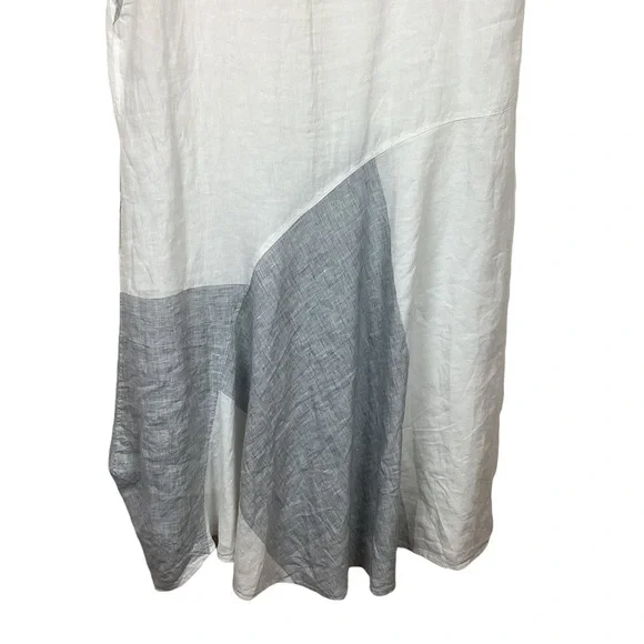 OSKA Linen Midi Dress White Gray #510 - Picture 6 of 8